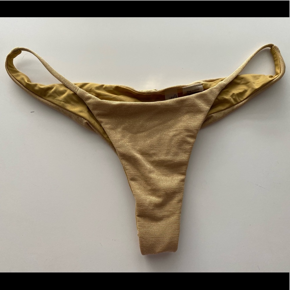 Beach Bunny Gold Cheeky Bikini Bottoms Size Large